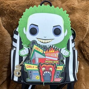 Beetlejuice Striped Backpack Loungefly Pop